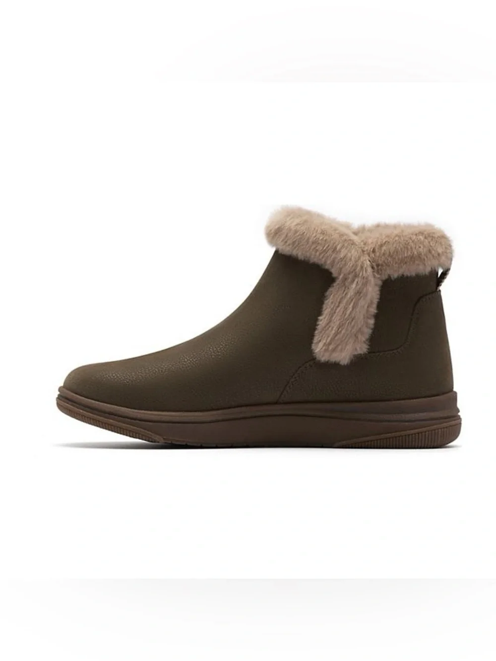 🖤🖤 Clarks Cloudsteppers Breeze Faux Fur Women's Slip-On Ankle Boots - Dark Olive